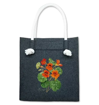 Garden nasturtiums vine — premium felt bag