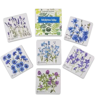 Blue meadow — cork coasters