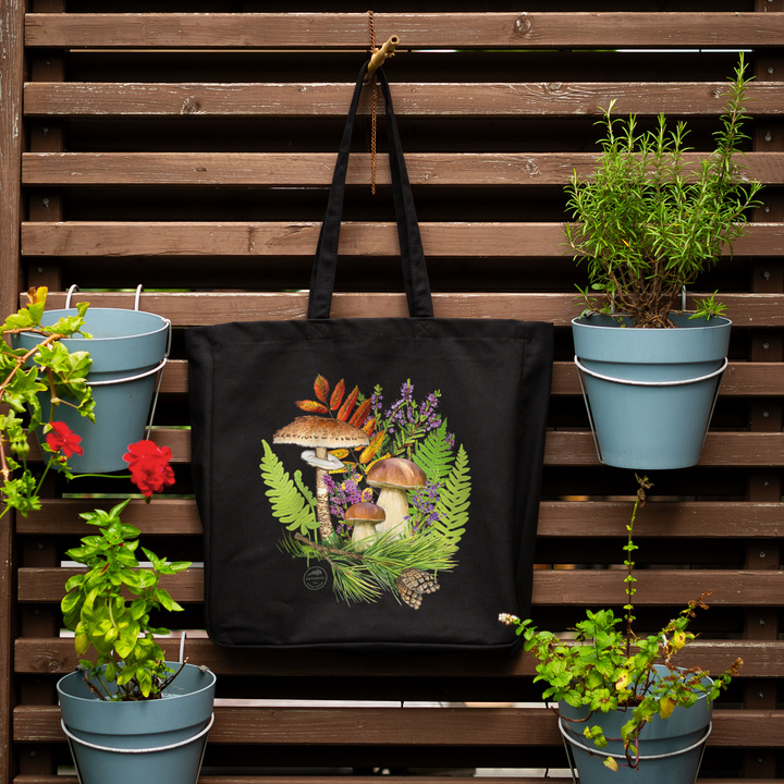 Autumn treasures of the woods — premium cotton bag