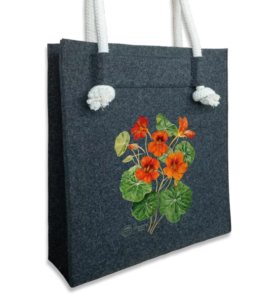 Garden nasturtiums vine — premium felt bag