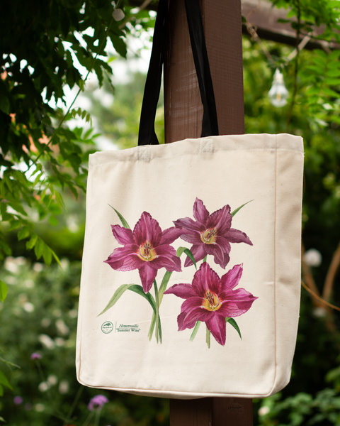 Daylilies 'Summer Wine' — premium cotton bag