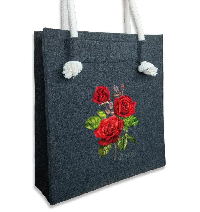 Rose 'Crimson Bouquet' — premium felt bag